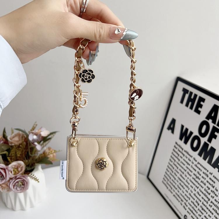For Huawei Pura X Puffer Jacket 3D Camellia Pattern Phone Case with Wrist Strap