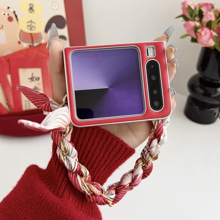 For Huawei Pura X Puffer Jacket Scarf Fabric Wrist Strap Phone Case