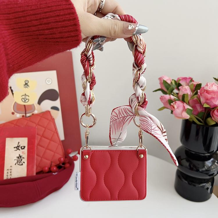 For Huawei Pura X Puffer Jacket Scarf Fabric Wrist Strap Phone Case