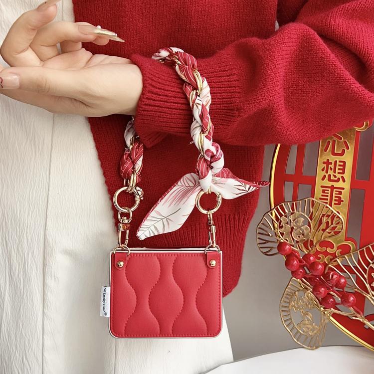 For Huawei Pura X Puffer Jacket Scarf Fabric Wrist Strap Phone Case