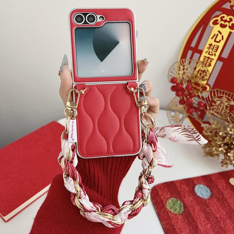For Samsung Galaxy Z Flip6/7 FE Puffer Jacket Scarf Fabric Wrist Strap Phone Case