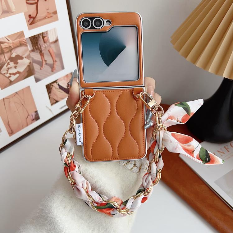 For Samsung Galaxy Z Flip6/7 FE Puffer Jacket Scarf Fabric Wrist Strap Phone Case