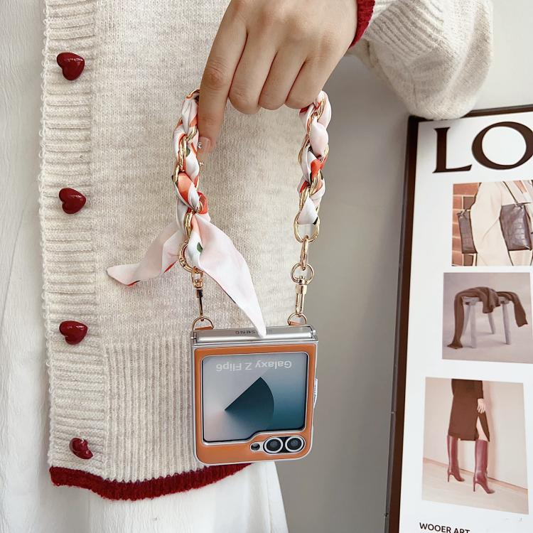 For Samsung Galaxy Z Flip6/7 FE Puffer Jacket Scarf Fabric Wrist Strap Phone Case