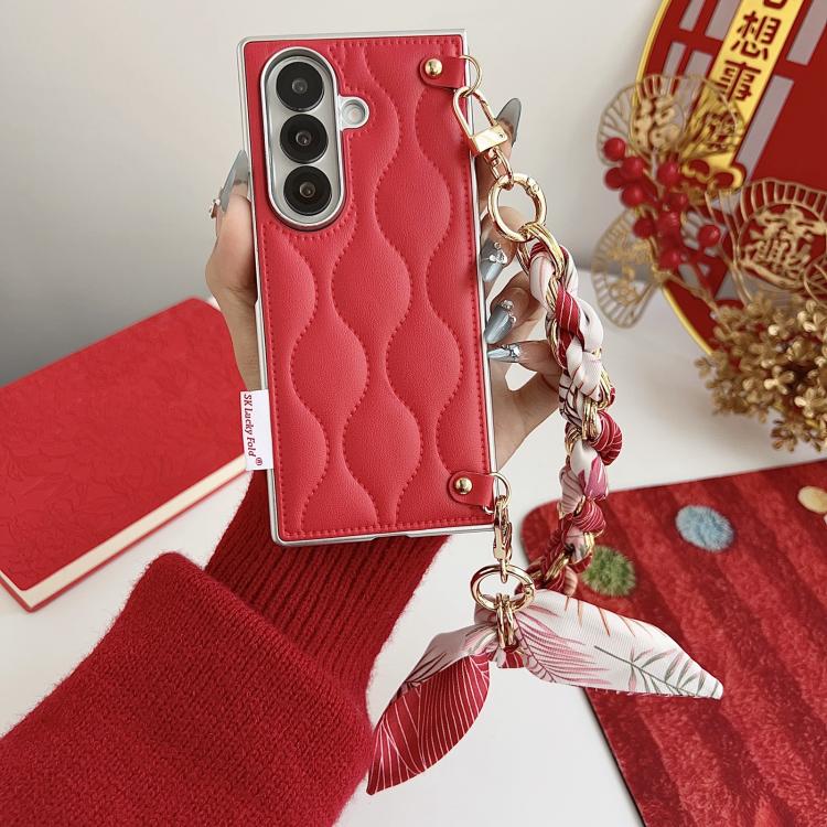 For Samsung Galaxy Z Fold7 5G Puffer Jacket Scarf Fabric Wrist Strap Phone Case