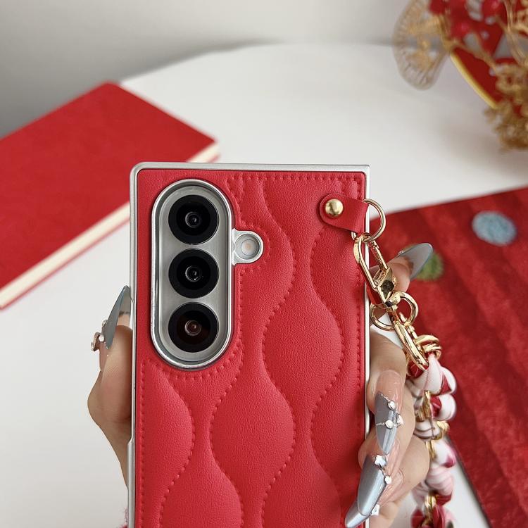 For Samsung Galaxy Z Fold7 5G Puffer Jacket Scarf Fabric Wrist Strap Phone Case