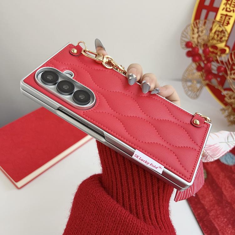 For Samsung Galaxy Z Fold7 5G Puffer Jacket Scarf Fabric Wrist Strap Phone Case