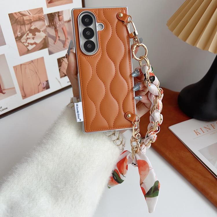 For Samsung Galaxy Z Fold7 5G Puffer Jacket Scarf Fabric Wrist Strap Phone Case