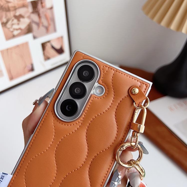 For Samsung Galaxy Z Fold7 5G Puffer Jacket Scarf Fabric Wrist Strap Phone Case