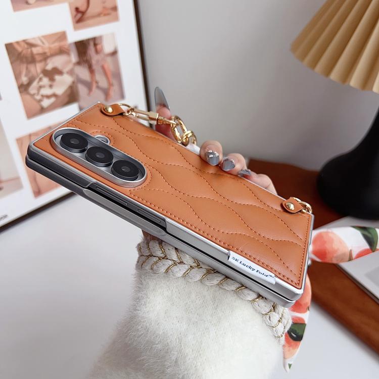 For Samsung Galaxy Z Fold7 5G Puffer Jacket Scarf Fabric Wrist Strap Phone Case