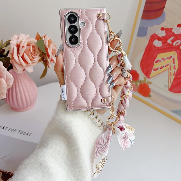 For Samsung Galaxy Z Fold7 5G Puffer Jacket Scarf Fabric Wrist Strap Phone Case