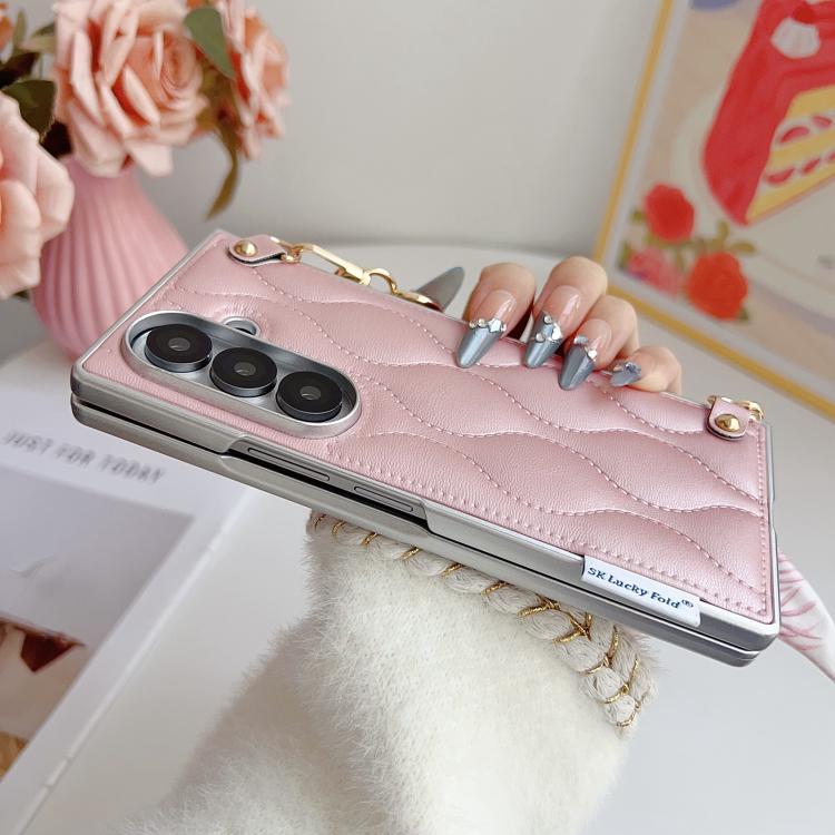 For Samsung Galaxy Z Fold7 5G Puffer Jacket Scarf Fabric Wrist Strap Phone Case