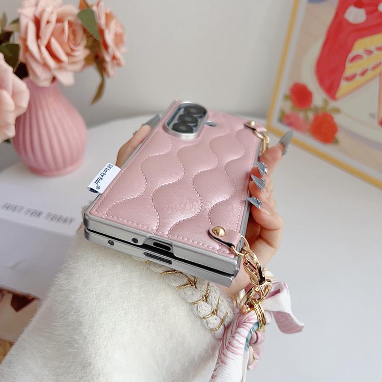 For Samsung Galaxy Z Fold7 5G Puffer Jacket Scarf Fabric Wrist Strap Phone Case