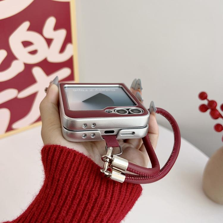 For Samsung Galaxy Z Flip6/7 FE Puffer Jacket Bow Phone Case with  Wrist Strap