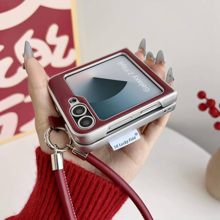 For Samsung Galaxy Z Flip6/7 FE Puffer Jacket Bow Phone Case with  Wrist Strap