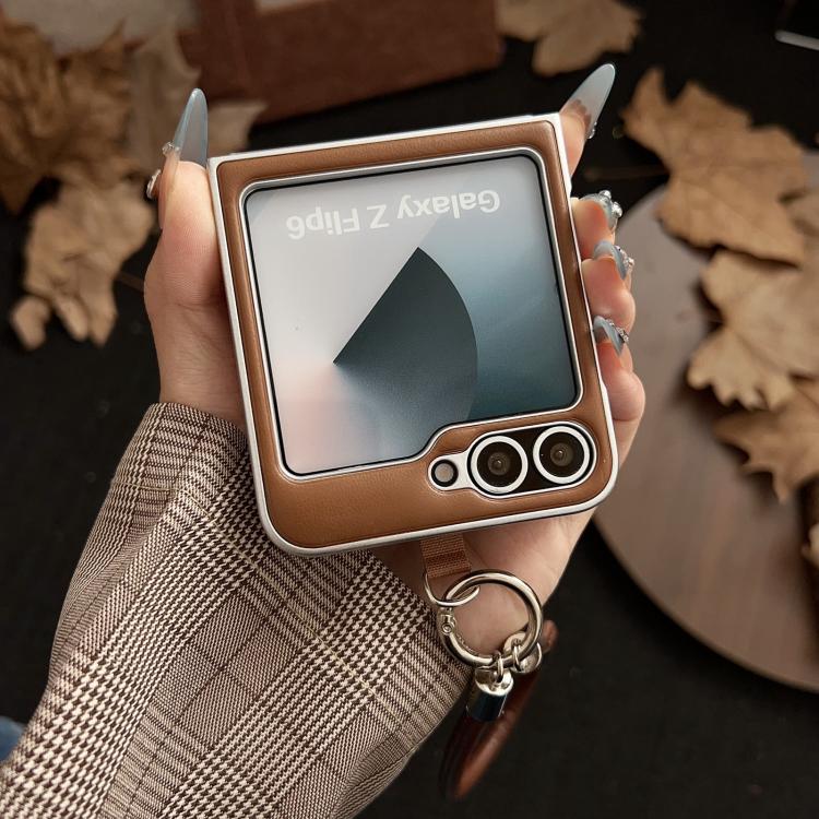 For Samsung Galaxy Z Flip6/7 FE Puffer Jacket Bow Phone Case with  Wrist Strap