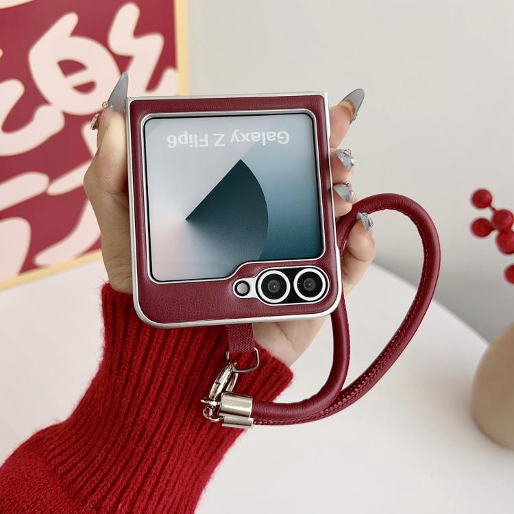 For Samsung Galaxy Z Flip7 5G Puffer Jacket Bow Phone Case with  Wrist Strap