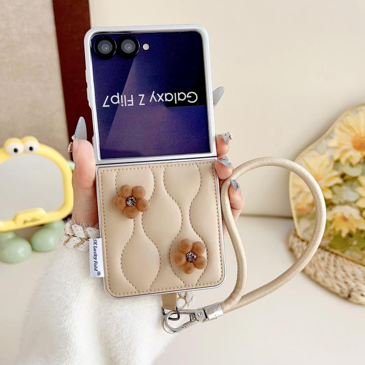 For Samsung Galaxy Z Flip7 5G Puffer Jacket Chic Phone Case with Wrist Strap