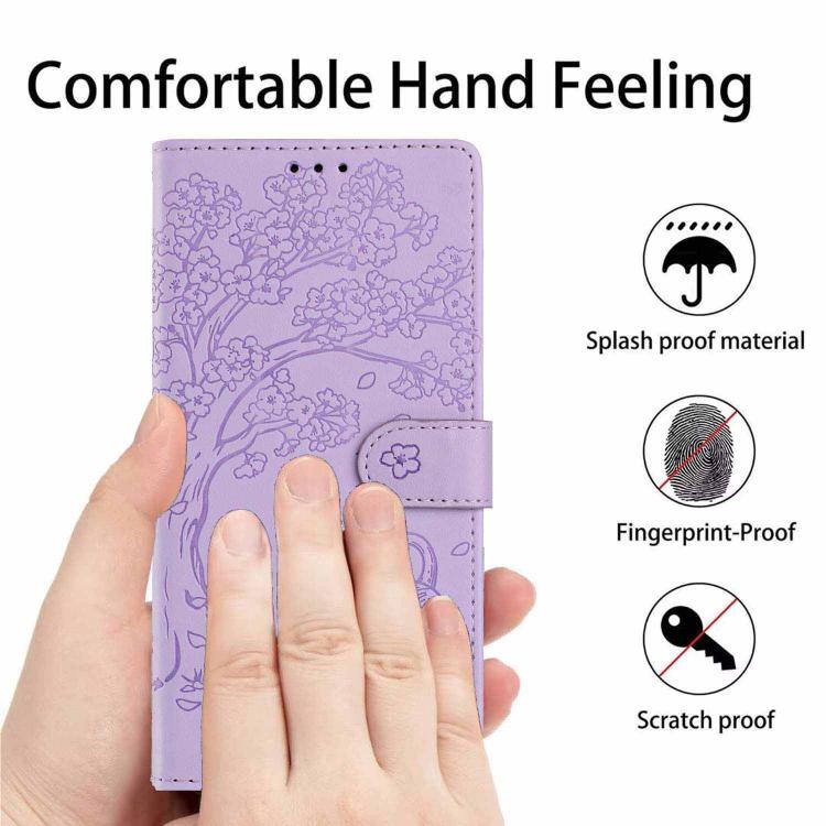 For Honor X5b Tree Cat Embossed Flip Vegan Leather Phone Case