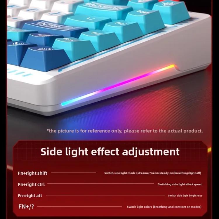 LINGBAO K75 82 Keys Triple-Mode Wireless Mechanical Keyboard, Type:Blue White-Hanada Axis