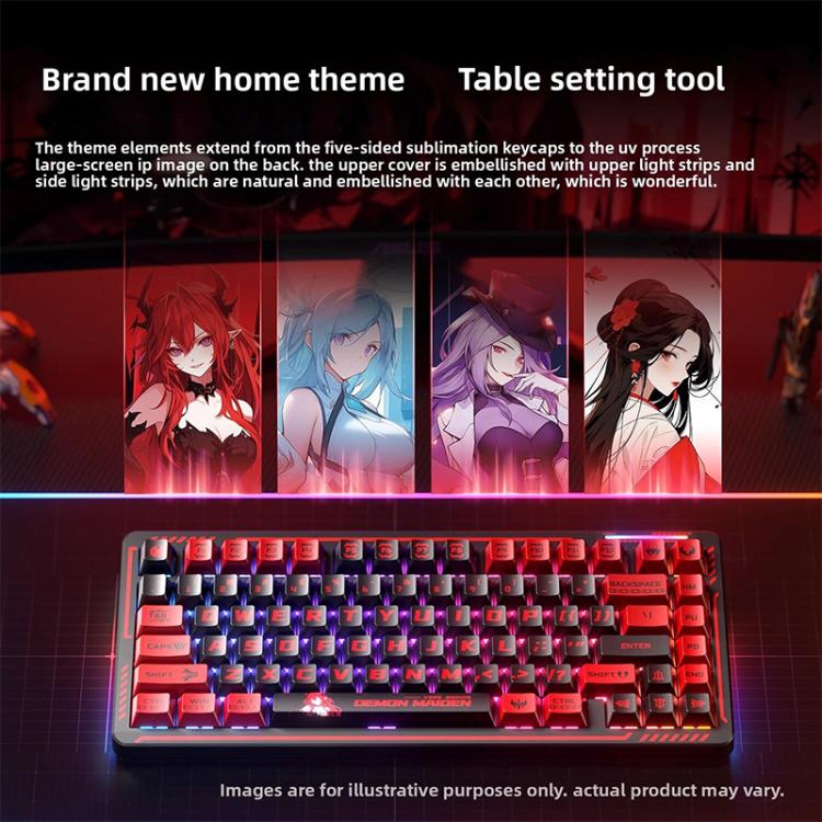 LINGBAO K75 82 Keys Triple-Mode Wireless Mechanical Keyboard, Type:Blue White-Hanada Axis