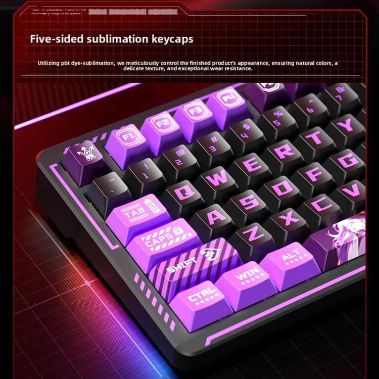 LINGBAO K75 82 Keys Triple-Mode Wireless Mechanical Keyboard, Type:Blue White-Hanada Axis