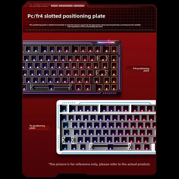 LINGBAO K75 82 Keys Triple-Mode Wireless Mechanical Keyboard, Type:Blue White-Hanada Axis