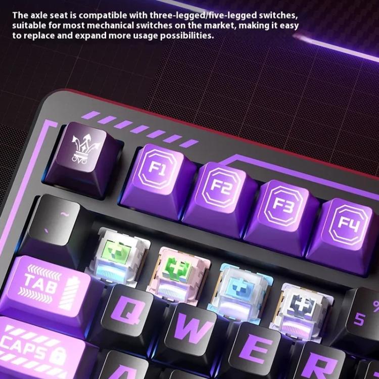 LINGBAO K75 82 Keys Triple-Mode Wireless Mechanical Keyboard, Type:Blue White-Hanada Axis