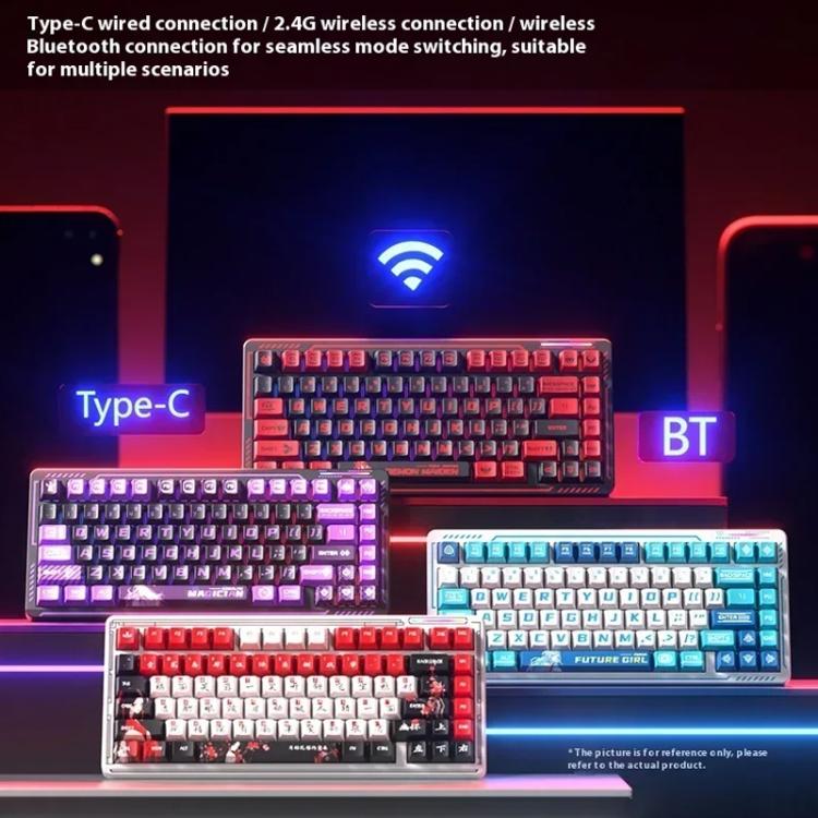 LINGBAO K75 82 Keys Triple-Mode Wireless Mechanical Keyboard, Type:Black Red-Blue Feather Axis