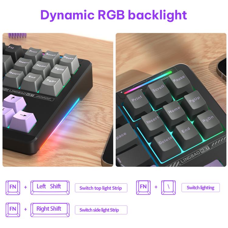 LINGBAO K87 Tri-Mode Hot Swap Mechanical Keyboard, Type:Black-Gray Wood Axis