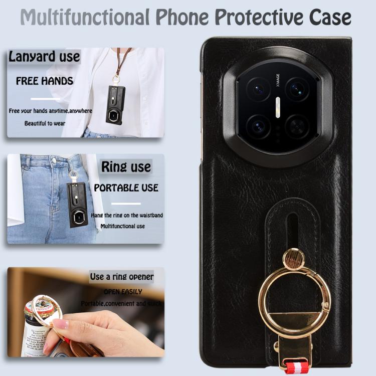 For Huawei Mate X7 Wristband Leather Back Phone Case