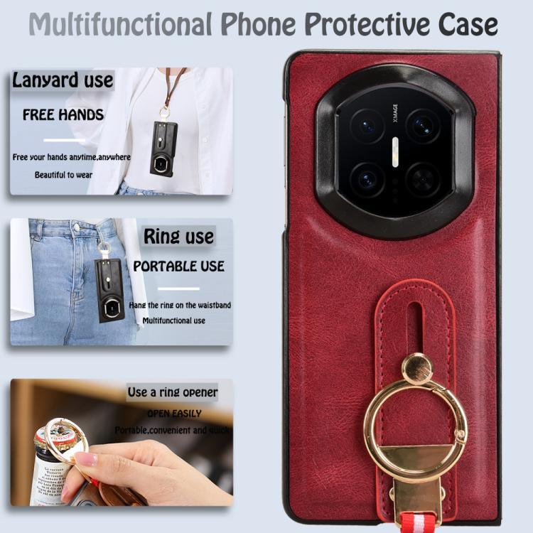 For Huawei Mate X7 Wristband Leather Back Phone Case