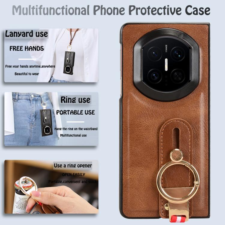 For Huawei Mate X7 Wristband Leather Back Phone Case
