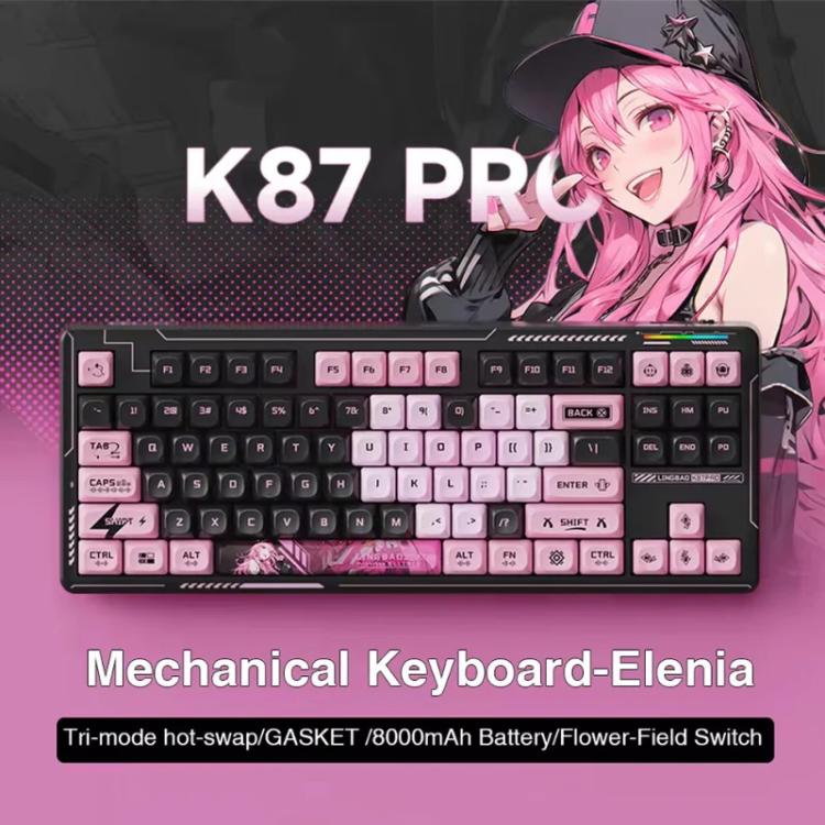 LINGBAO K87 Pro Tri-Mode Hot Swap Game Mechanical Keyboard, Type:Elinia-Hanada Axis