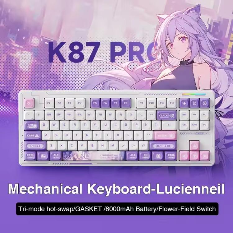 LINGBAO K87 Pro Tri-Mode Hot Swap Game Mechanical Keyboard, Type:Lucinel-Hanada Axis