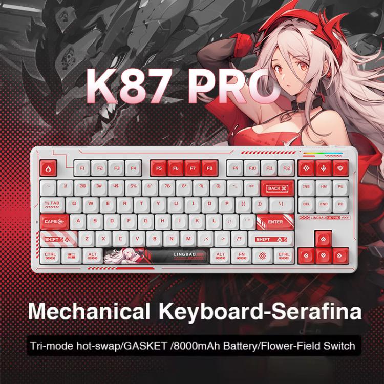 LINGBAO K87 Pro Tri-Mode Hot Swap Game Mechanical Keyboard, Type:Serafina-Hanada Axis