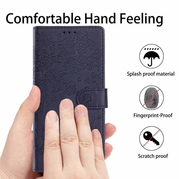 For Samsung Galaxy S20 Tree Cat Embossed Flip Vegan Leather Phone Case