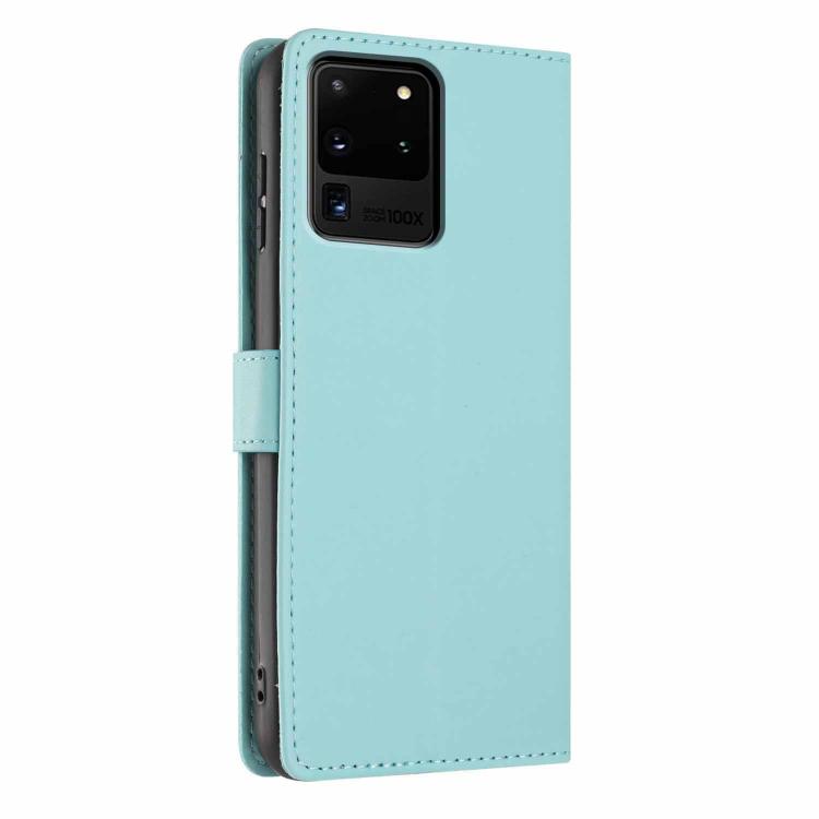 For Samsung Galaxy S20 Ultra Tree Cat Embossed Flip Vegan Leather Phone Case