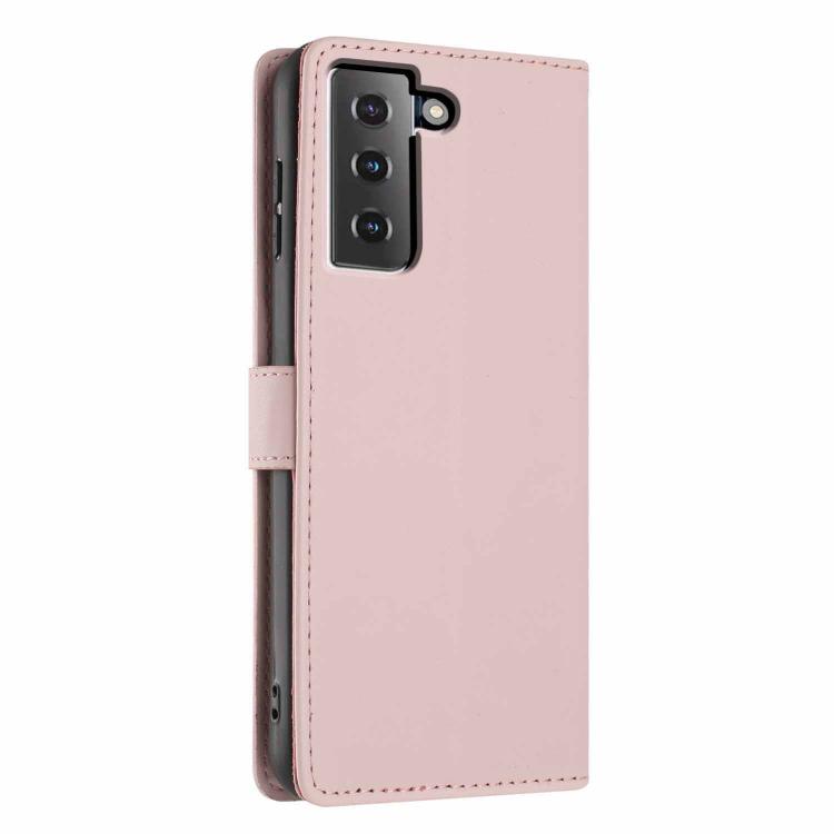 For Samsung Galaxy S21 5G Tree Cat Embossed Flip Vegan Leather Phone Case