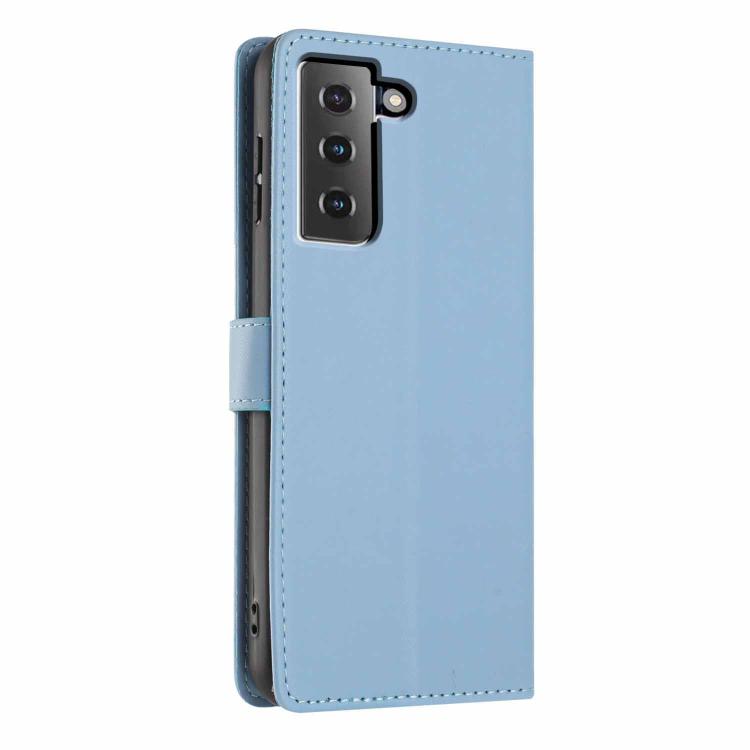 For Samsung Galaxy S21 5G Tree Cat Embossed Flip Vegan Leather Phone Case