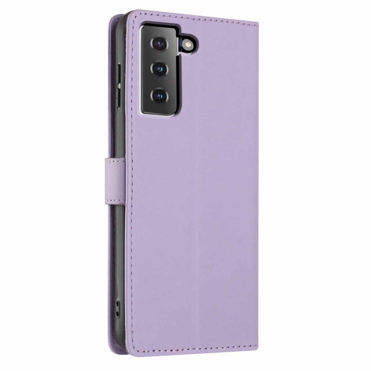 For Samsung Galaxy S21 FE 5G Tree Cat Embossed Flip Vegan Leather Phone Case