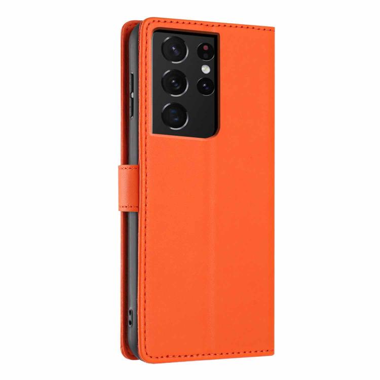 For Samsung Galaxy S21 Ultra 5G Tree Cat Embossed Flip Vegan Leather Phone Case