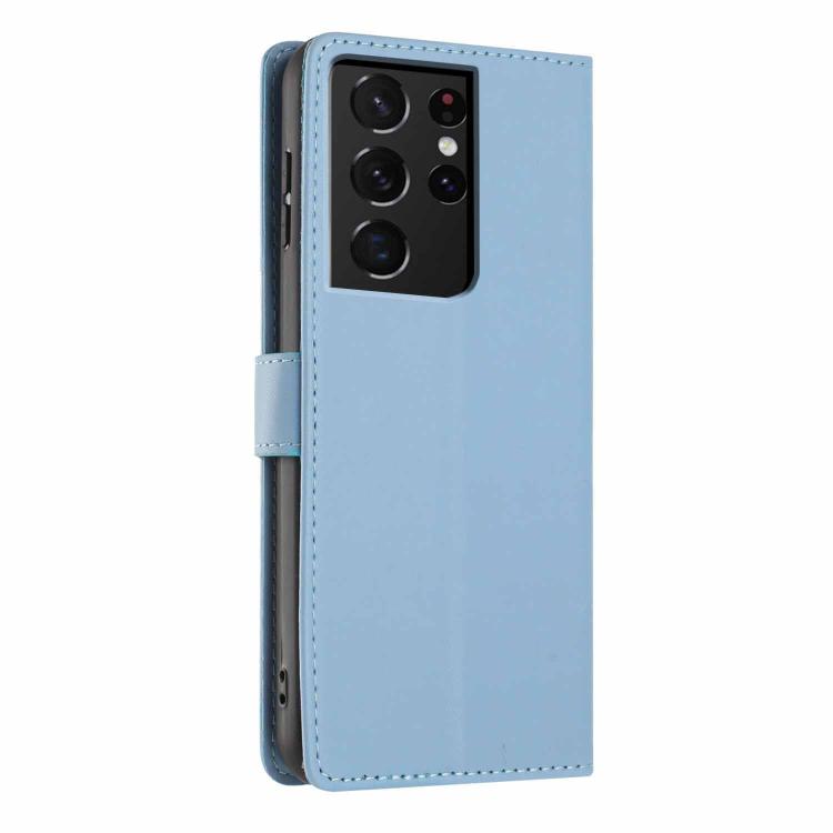 For Samsung Galaxy S21 Ultra 5G Tree Cat Embossed Flip Vegan Leather Phone Case