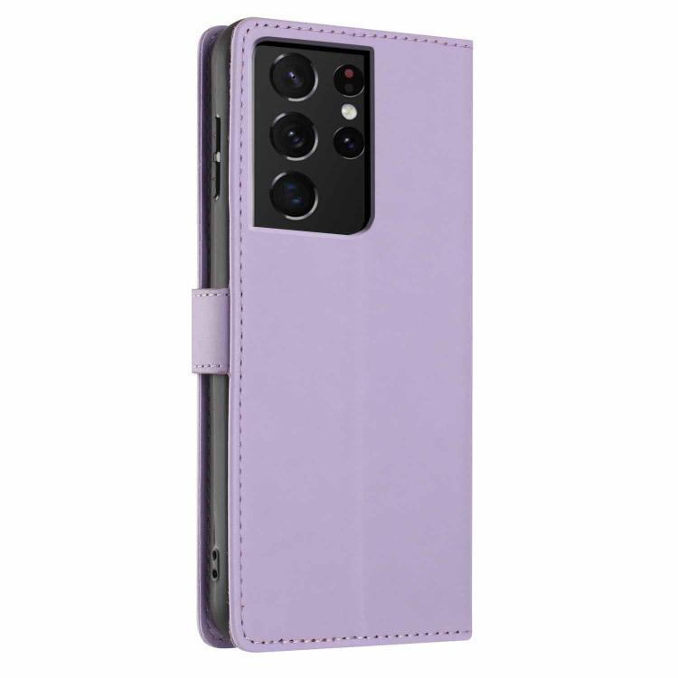 For Samsung Galaxy S21 Ultra 5G Tree Cat Embossed Flip Vegan Leather Phone Case