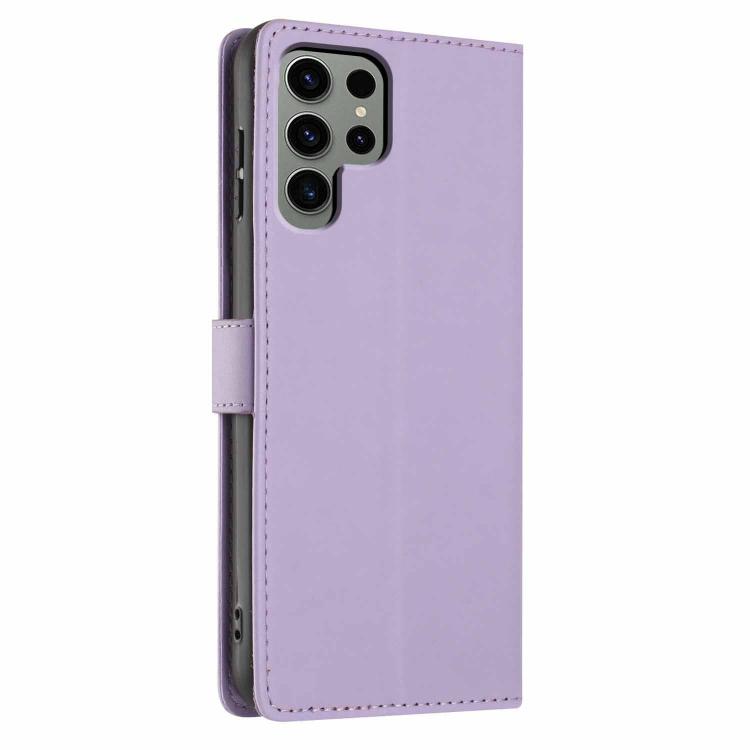 For Samsung Galaxy S22 Ultra 5G Tree Cat Embossed Flip Vegan Leather Phone Case