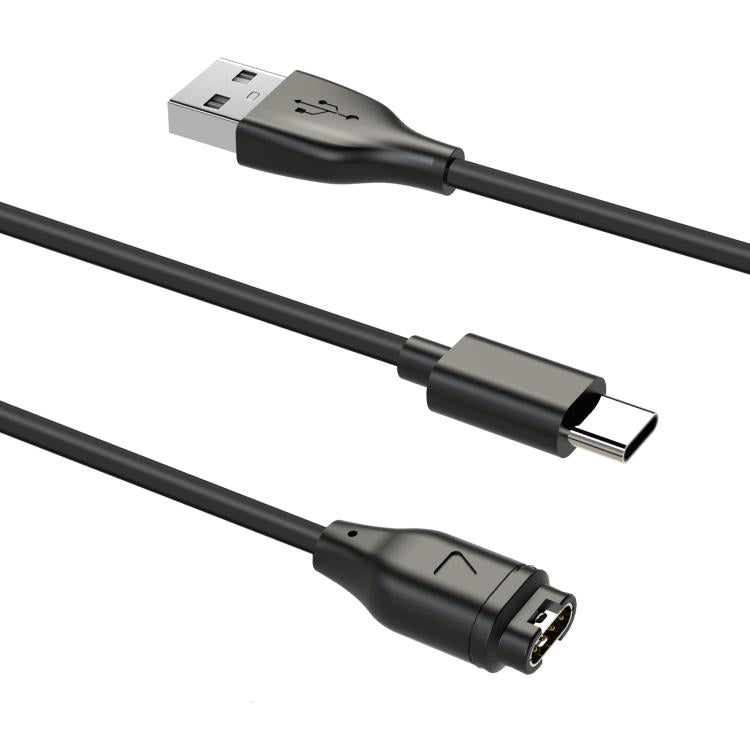 For Garmin Fenix 8 xDfind 2 in 1 USB to Type-C Charger Cable, Length: 1.2m - Black