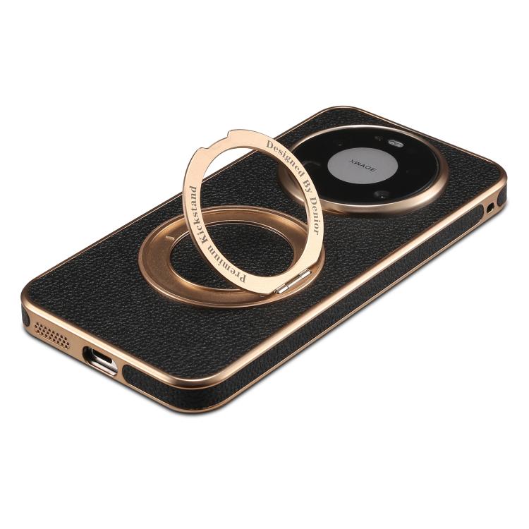 For Huawei Mate 80 Pro Max Denior A23 Magnetic Holder Electroplating Genuine Leather Phone Case