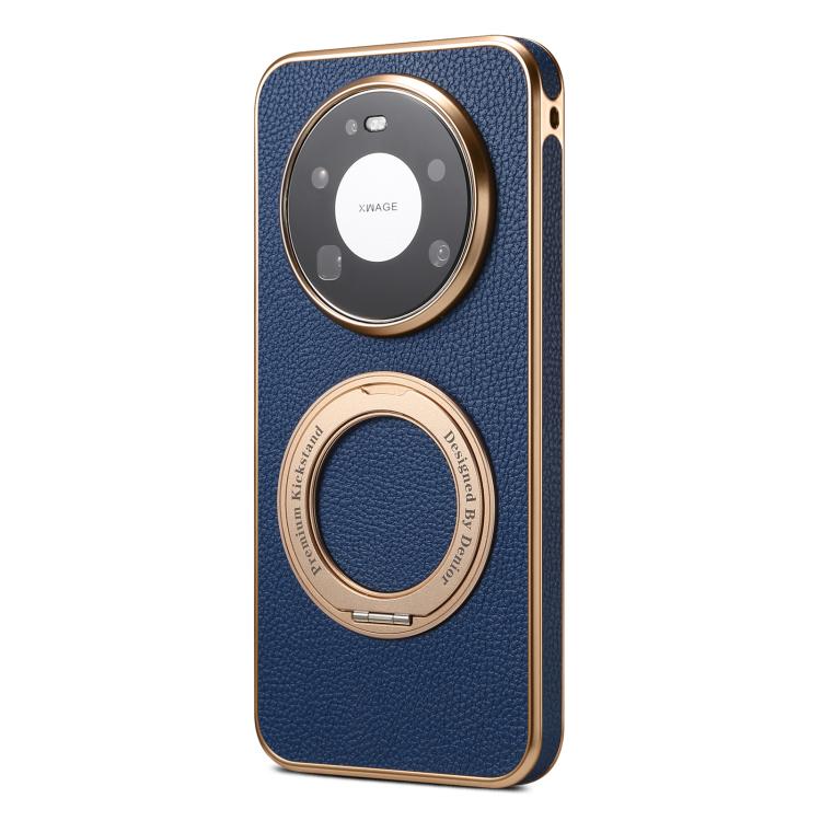 For Huawei Mate 80 Pro Max Denior A23 Magnetic Holder Electroplating Genuine Leather Phone Case