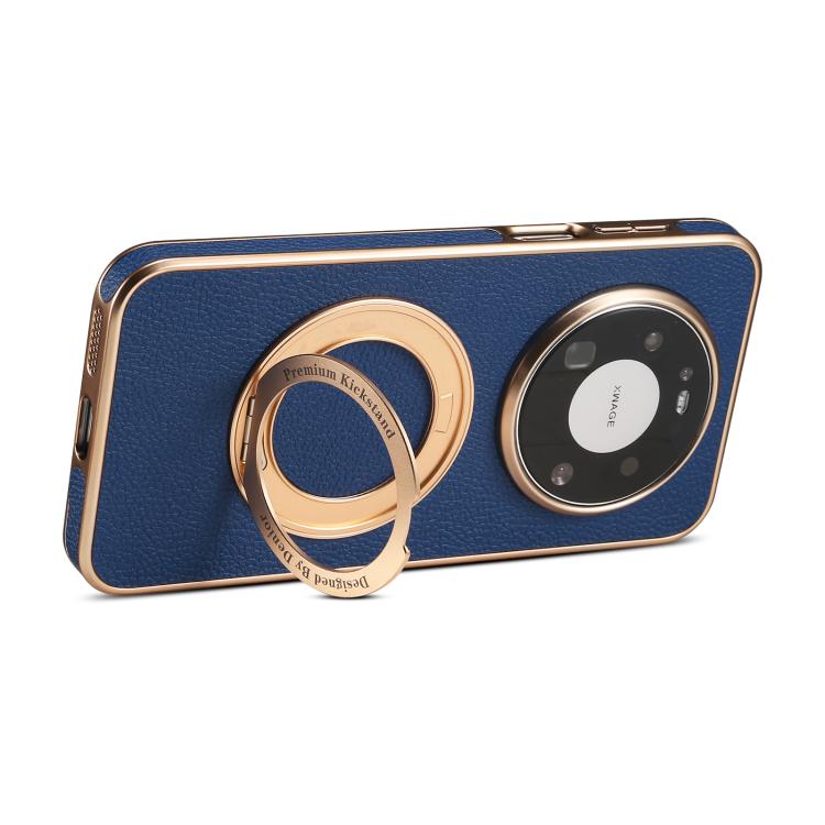 For Huawei Mate 80 Pro Max Denior A23 Magnetic Holder Electroplating Genuine Leather Phone Case