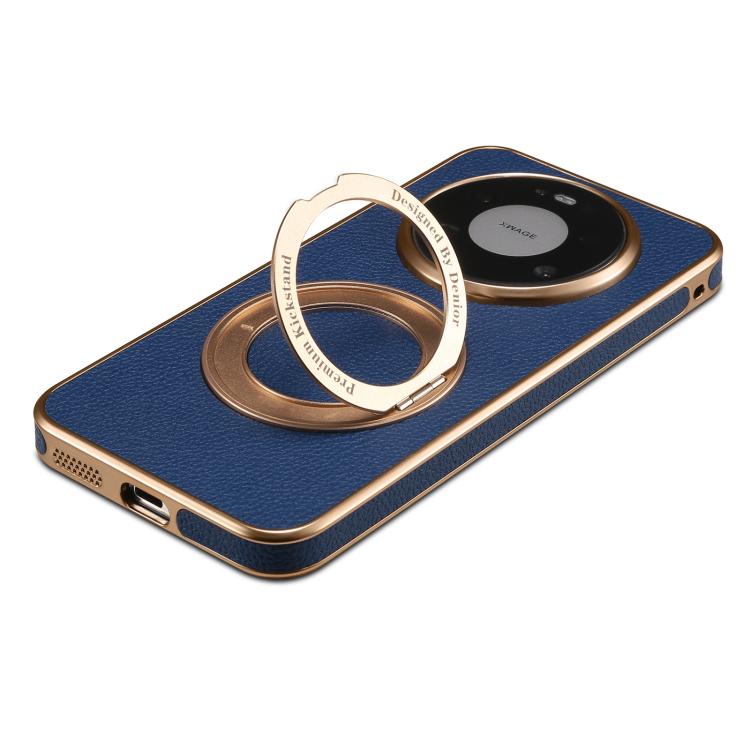 For Huawei Mate 80 Pro Max Denior A23 Magnetic Holder Electroplating Genuine Leather Phone Case