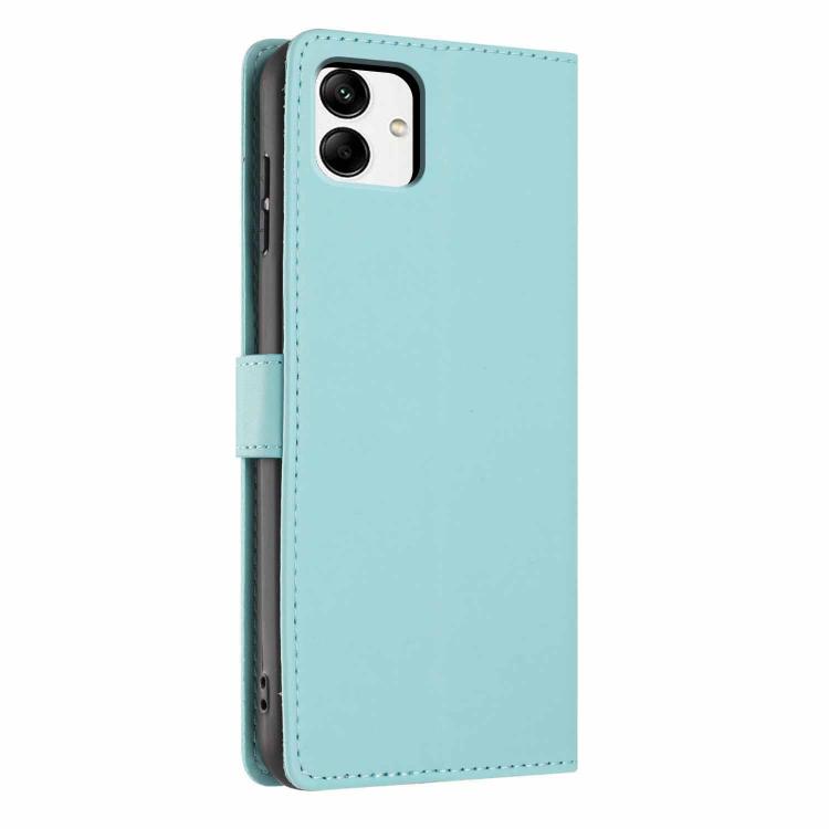 For Samsung Galaxy A04 Tree Cat Embossed Flip Vegan Leather Phone Case
